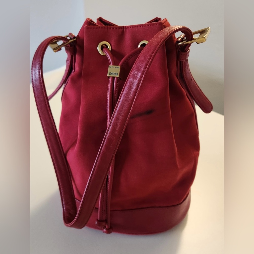 Ralph Lauren Red Leather Handle Bucket Bag